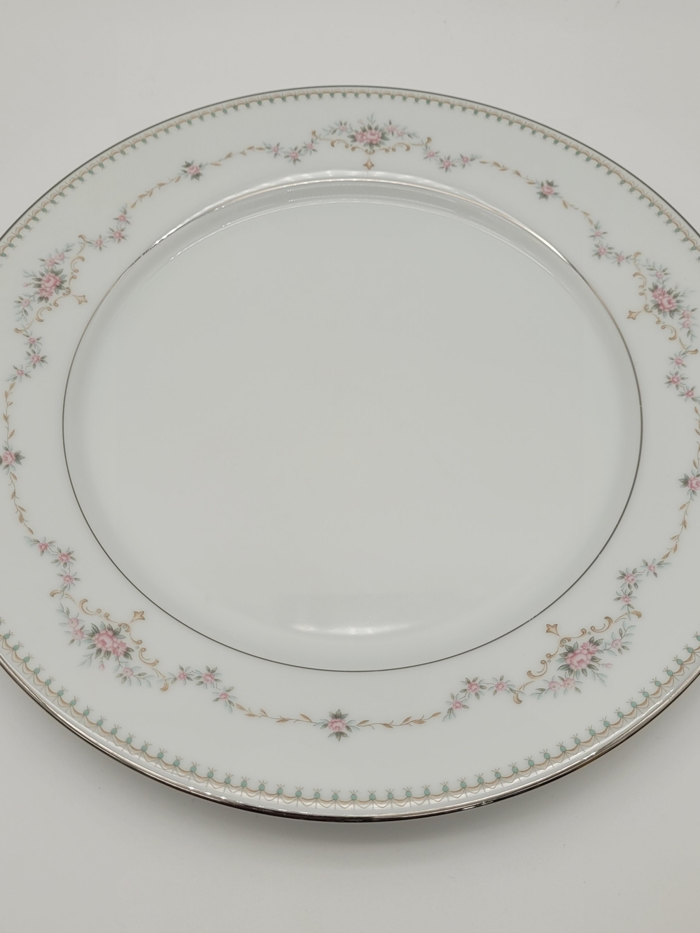 Noritake 6102 White Dinner Plate with Pink Floral and Gold Trim